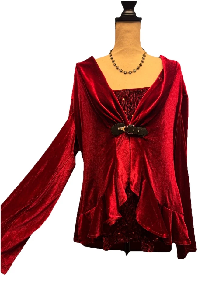 Chaqueta con Cortina de Terciopelo Rojo Hada Gótica XL Capa Campesina Renacimiento Y2K Bruja Foto 1 de 2