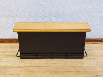 Dollhouse Bar Black Metal with Wood Top Modern Style 1:12 Scale Miniature - Image 1 of 4