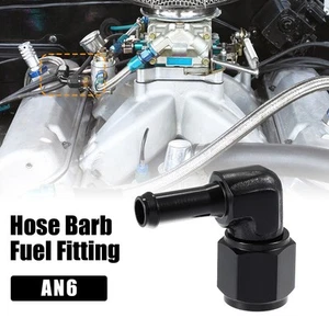1pcs Black Aluminum Alloy 6AN Female Hose Barb Fitting Adapter 90° AN6 To 5/16 - Picture 1 of 11