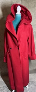 Vintage International Scene Coat Woman’s 15/15 Wool Long Hooded Yugoslavia 80s - Picture 1 of 10