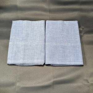Ralph Lauren Pair Of 2 Blue Chambray Pillow Cases Standard 33x18 in 100% Cotton - Picture 1 of 8