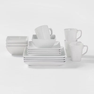 Square Rim Porcelain 16pc Dinnerware Set - Threshold - Image 1 of 4