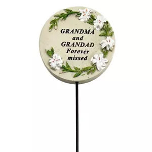 Grandma and Grandad Lily Flower Memorial Tribute Stick Graveside Grave Plaque - Picture 1 of 3