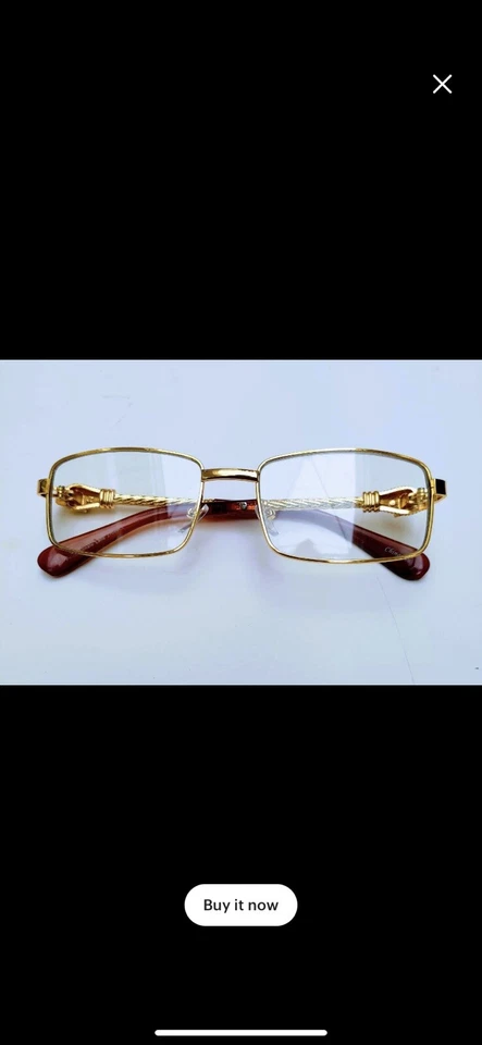 Óculos masculinos importados vintage sem aro metal ouro cabeça de cobra - Imagem 1 de 4