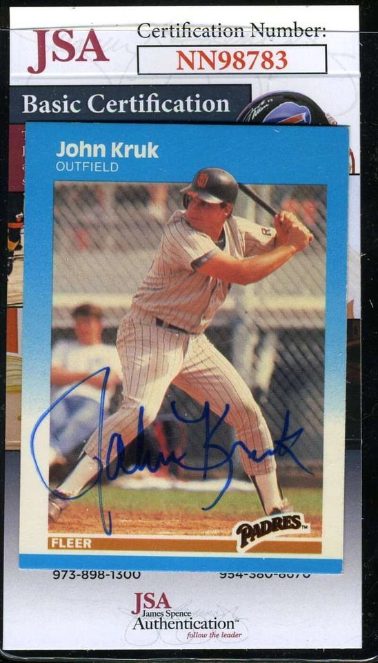 John Kruk JSA Coa Autograph 1987 Fleer Rookie Hand Signed - Image 1 of 2