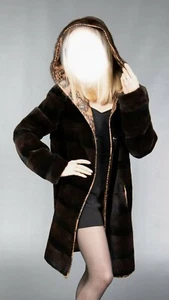 S-M NEW! REVERSIBLE SHEARED BEAVER 100% REAL FUR COAT Very Soft Beautiful 30%OFF - Picture 1 of 12