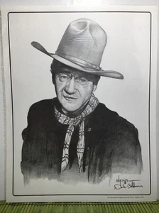 Camisa Oscura John Wayne Dale Adkins Estampado de Boceto 11 X 14 en Manga Sellada - Imagen 1 de 6
