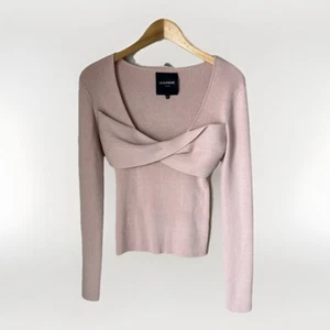 Le Superbe hellbraun pfirsichfarben gerippter Pullover mit gedrehter Vorderseite - Bild 1 von 6