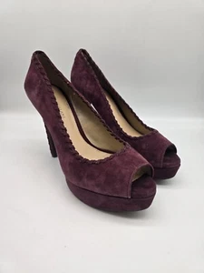 Antonio Melani Purple Leather Platform Heels Women's Size 9 - Picture 1 of 7