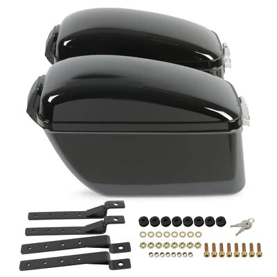 Large Hard Saddlebags Saddle Bag Motorcycle For Harley Sportster Softail Honda - Image 1 of 4