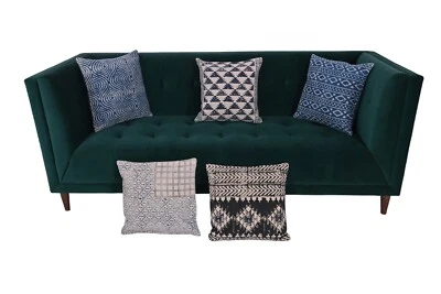 Набор из 5 хлопковых наволочек с ручным блоком печати с геометрическим узором - Изображение 1 из 4