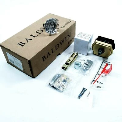 Perilla de puerta de paso de cristal Baldwin con arco rosa Foto 1 de 4