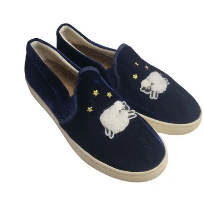 Mocasines Soludos Terciopelo Oveja Mujer Talla 10 Azul Estrellas Apliques Informales Sin Cordones Foto 1 de 4