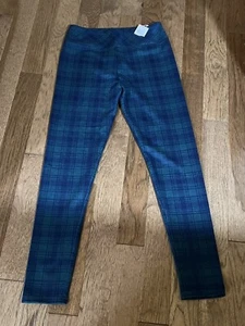 NWT Vineyard Vines Blue & Green Plaid High Waisted Leggings Kids Size XL (16) - Picture 1 of 5