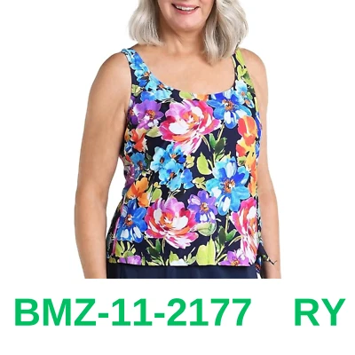 Maxine Of Hollywood Mujer Cuello Redondo Imitación Tankini Vestido Una Pieza Traje de Baño, 16 Foto 1 de 3