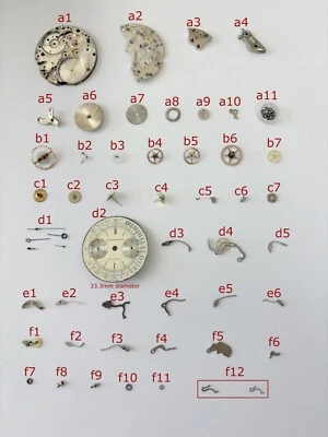 Valjoux Cal 22 Movement Parts Balance Fork Wheels Springs Barrel Bridge Levers 3 - Image 1 of 4
