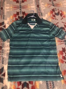 Ben hogan large mens golf shirt Green Striped Tour Issue Performance Polo Multi - Picture 1 of 2