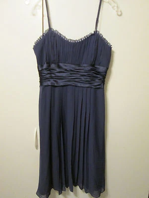 $134 Democracy Purple Eggplant Pleated Rouched Waist Flowy Party Dress Sz 8 NWT - Image 1 of 4