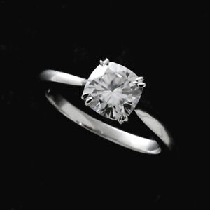 Cushion Cut Forever One Moissanite Solitaire Engagement Ring Platinum