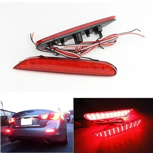 2 Red Lens LED Bumper Reflector Tail Stop Brake Light For 2014-2017 Infiniti Q50 - Foto 1 di 21