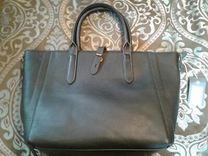 Universal Thread Faux Leather Tote Handbag Purse Midnight Black  - Picture 1 of 5