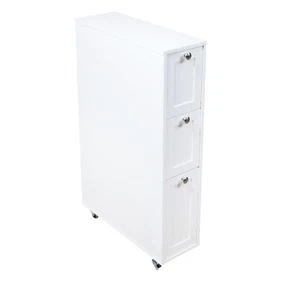 Saxony® 3 Tier Drawer Cabinet Storage With Wheels Rolling Narrow Slimline Unit - Picture 1 of 8