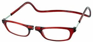 Clic ORIGINAL Magnetic Front Connect Reading Glasses in Red Crystal- Power +2.50