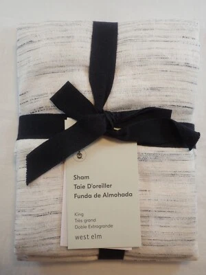 NWT WEST ELM KING SHAM 36x20 WASHED MELANGE JACQUARD 79% COTTON 21% POLYESTER - Image 1 of 4