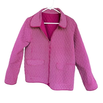 Sz L Women’s Reversible BLASSPORT Magenta Pink Quilted Lightweight Jacket — 第 1/4 张图片