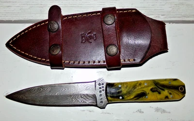Alonzo USA Yellow Marbled Knife w/ Sheath Foto 1 de 4
