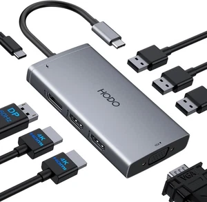 USB C Dockingstation Dual Monitor 8-in-1 4K HDMI DP VGA Hub für Dell HP Lenovo - Bild 1 von 9