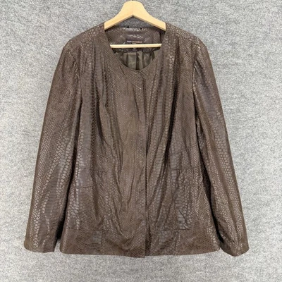 Куртка женская Dana Buchman 2X Plus коричневая с анималистическим принтом на молнии кожаная повседневная - Изображение 1 из 4