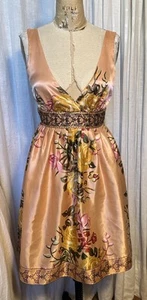 Forever Twenty One Womens Floral Satin /beads Event Dress Sz M Pre-owned - Picture 1 of 10