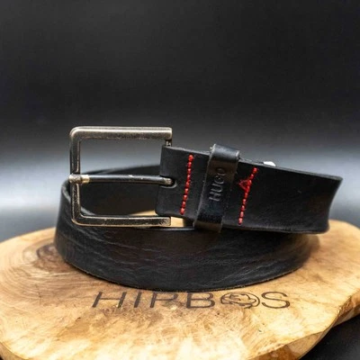 Hugo Boss Hugo Hombres Cinturón Gionio Clásico Cuero Jeans Cinturón Negro Tal... - Imagen 1 de 4