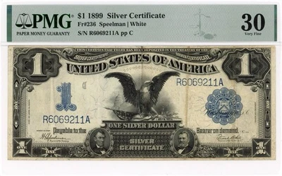 1899 $1 Black Eagle Silver Certificate-Speelman/White-FR 236-PMG 30-Comment Free - Image 1 of 2