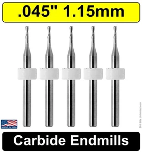 .045" 1.15mm End Mill 2-Flute FIVE Pieces Premium Carbide Made in USA UMT11a - Picture 1 of 5