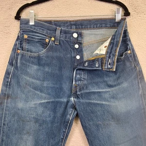 Levis 501 Jeans Mens 32x38 Straight Original Fit Button Fly Denim Thrashed 30x35 - Picture 1 of 21
