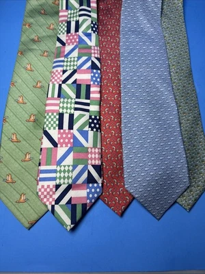Lote de 5 corbatas de seda para hombres Vineyard Vines - Mallard Ducks Fish Kentucky Derby Shep & Ian Foto 1 de 4