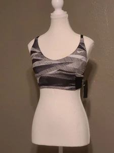 Nike Black and White Patterned Swimsuit Top NWT Small Adjustable Racerback Strap - Picture 1 of 10
