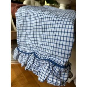 Ralph Lauren Home Kissenbezug blau Gingham Rüschen King weiß kariert  - Bild 1 von 9