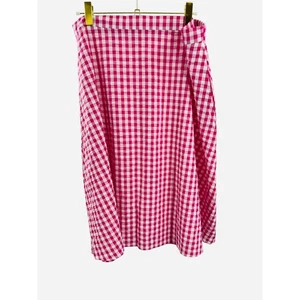 Isaac Mizrahi Live Pink White Gingham Check Midi Skirt Elastic Waist Size 22WP - Picture 1 of 6