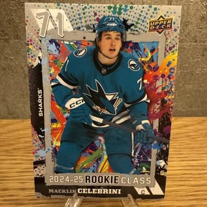 2024-25 Upper Deck Series 2 Rookie Class Insert Macklin Celebrini RC-21 Sharks - Bild 1 von 2