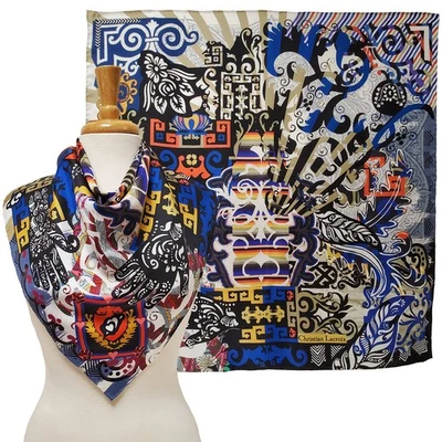 BUFANDA CHRISTIAN LACROIX ADORNOS ABSTRACTOS ESTAMPADO SEDA FOULARD CUADRADO 26" Foto 1 de 4