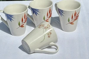 4 Pc. Porcelain Coffee Cups Set With Mixed Floral Design By DIMORA - Picture 1 of 9