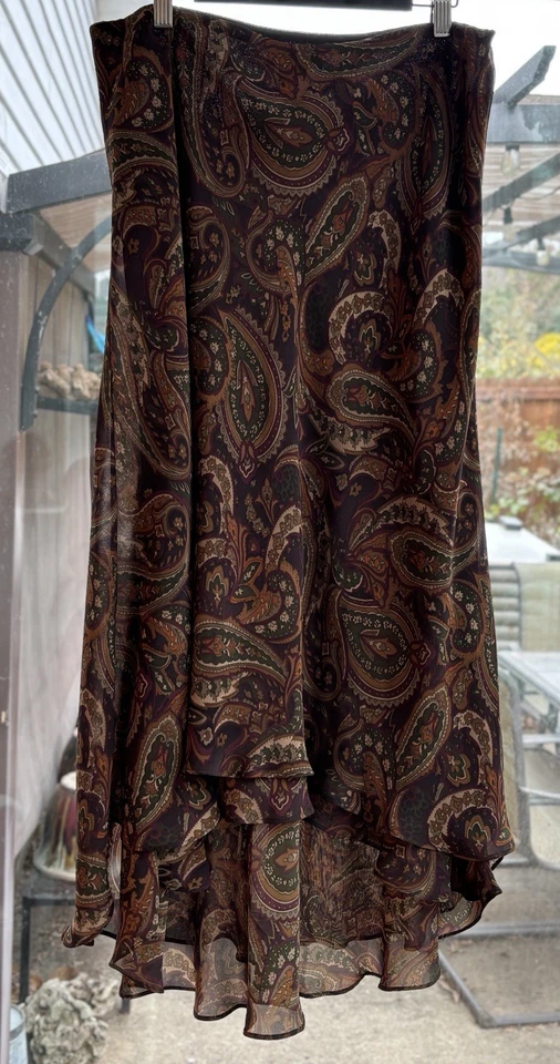 CHAPS Ralph Lauren Autumn Color Paisley Skirt -Medium - image 1 of 4