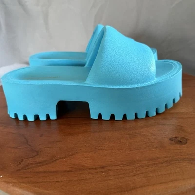 Sandalias Jeffrey Campbell Bae Plataforma Deslizable Azul Sin Cordones Gruesas Para Mujer 9 Foto 1 de 4