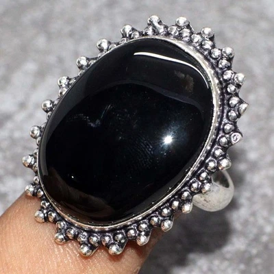 Black Onyx 925 Silver Plated Gemstone Handmade Ring US 10.5 Amazing Gift JW - Image 1 of 3