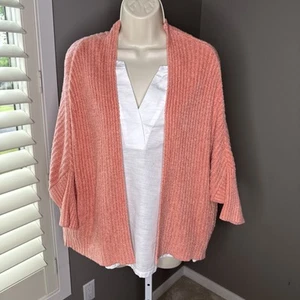 Barefoot dreams open cardigan peach coral SOFT fitted cuff 3/4 sleeve S/M - Picture 1 of 12