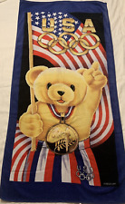 Vintage Beach Towel TEAM USA 1996 Summer Olympics Ralph Lauren TEDDY BEAR 54x26
