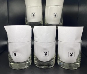 Lot of 5 Authentic Playboy Club Bunny Glass Low Ball Whiskey Glasses 3 1/2” Vtg - Picture 1 of 1